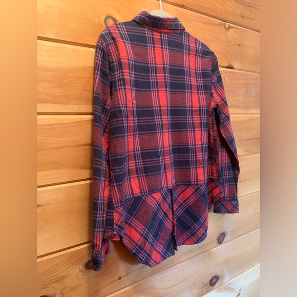 BIT & BRIDLE Women’s Plaid Embellished Collar Long Sleeve Flannel Shirt Size M - Picture 9 of 10